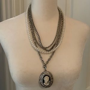 Cameo Four Strand  Necklace